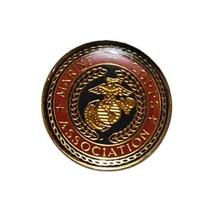 USMC Marine Corps Association EGA Logo Red Enamel Gold Tone Military Lapel Pin